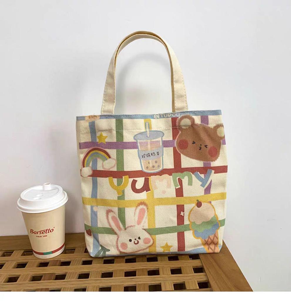 Versatile Japanese Canvas Tote: Large Capacity, Handheld, Trendy Lunch Box Bag for Women