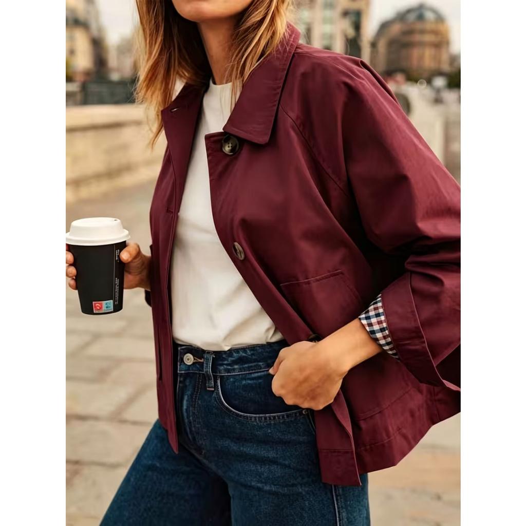 Autumn Winter New Women's Loose Solid Trench Coat With Pockets Lined Casual Outerwear For European American
