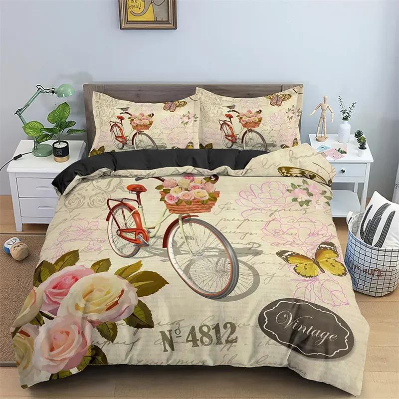 Paris Eifel Tower Twin King Soft Duvet Cover Romantic Theme Swet Couple Beding Set Microfiber Flower Warm Comforter Cover For Girl Ten