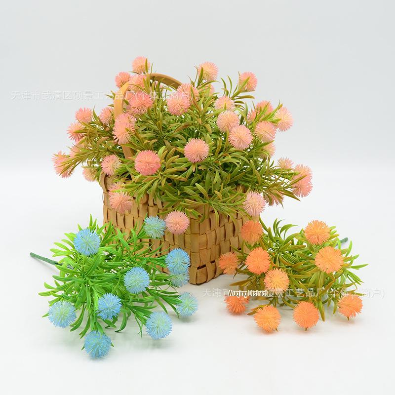 Dandelion Pine Ball Artificial Green Plant Bouquet for Home and Garden Décor