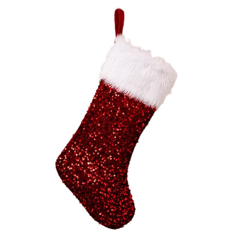 

Sparkling Sequin Xmas Sock Sack Gift Bag for Tree Decoration Christmas Ornament 1 красный