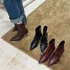 Autumn and winter new retro belt buckle pointed middle boots women's thin heel French suede high heel temperament trouser tube boots