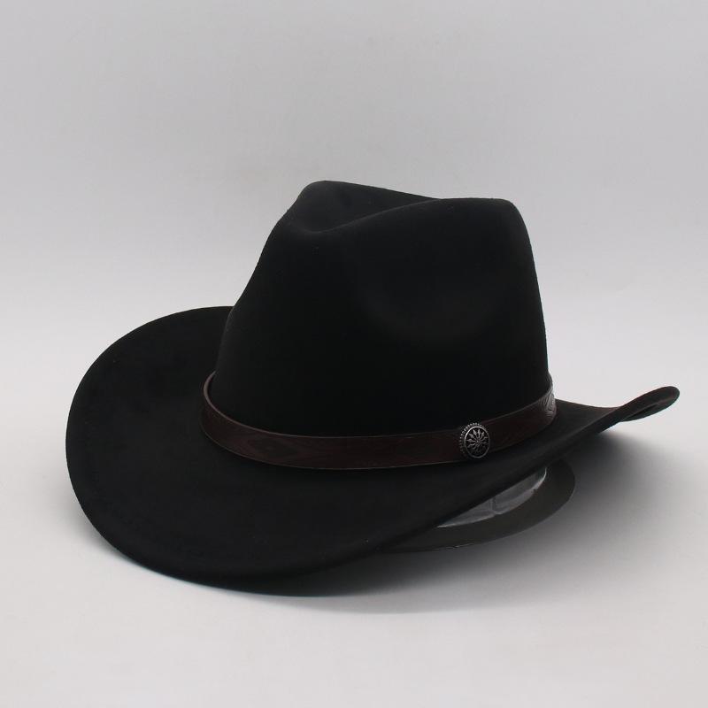 Cross-Border Hot-Selling Tibetan Top Hat Tibetan Cow Head Felt Hat European And American Men'S And Women'S Curly-Brimmed Jazz Hat Prairie Western