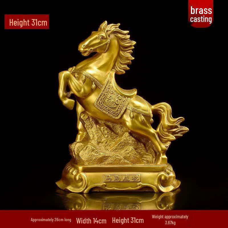 Auspicious Copper Success Horse Statue