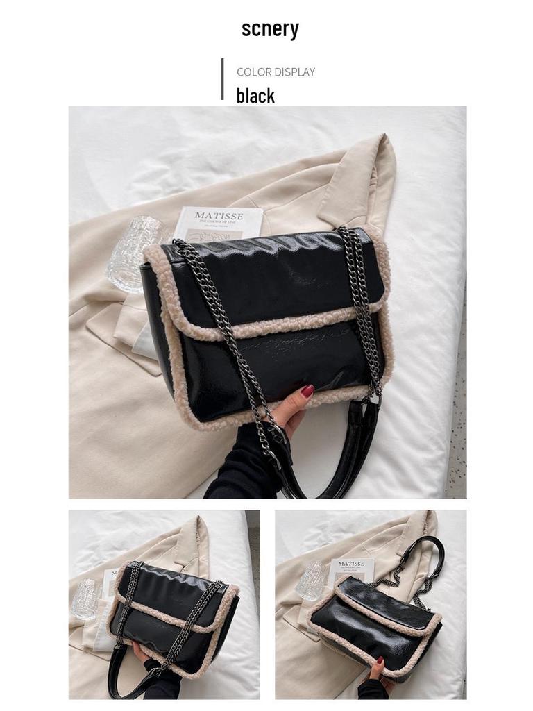 Damers Mångsidiga Plyschkedja Axelväska - Stor Kapacitet Höst/Vinter Mode Crossbody