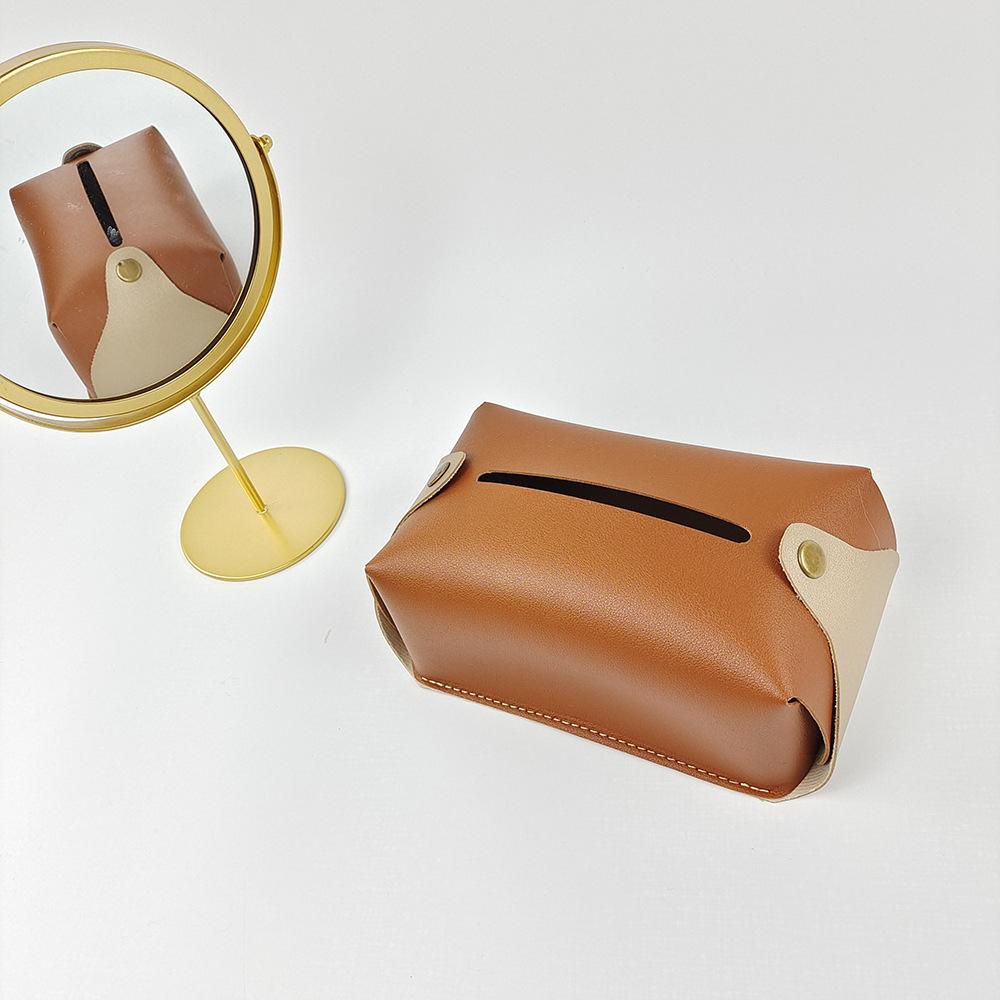 Cute Tissue Box Holder Household PU Leather Napkin Holder Organizer Bedroom Kitchen Desktop Storage Case Toilet Paper Towel Case