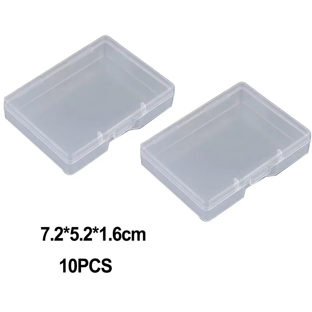

10pcs Transparent Plastic Storage Box Rectangle Box Case For Parts Tools Storage Box Jewelry Earring Display Case Bead Container