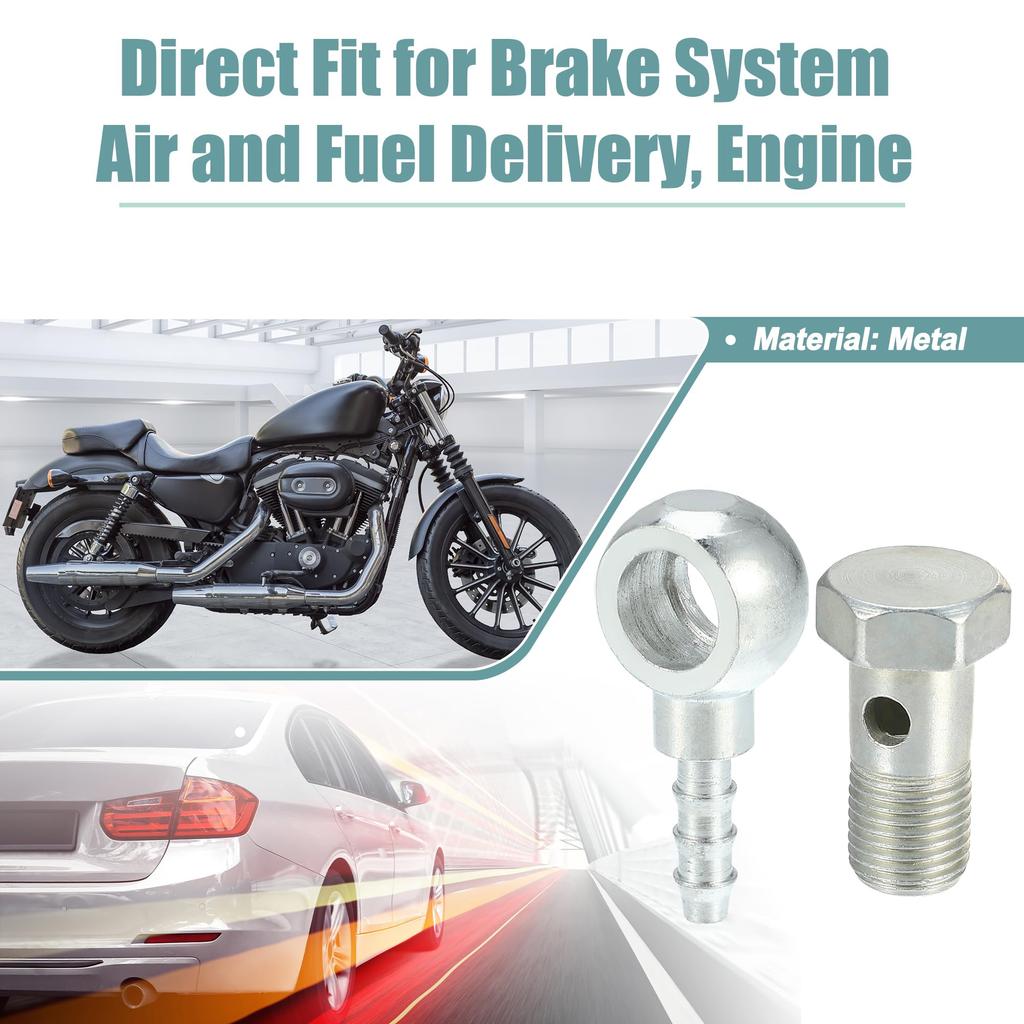 ACROPIX 4 Pcs Banjo Hose Barb Bolt Fittings Universal Banjo Fittings Fuel Line with