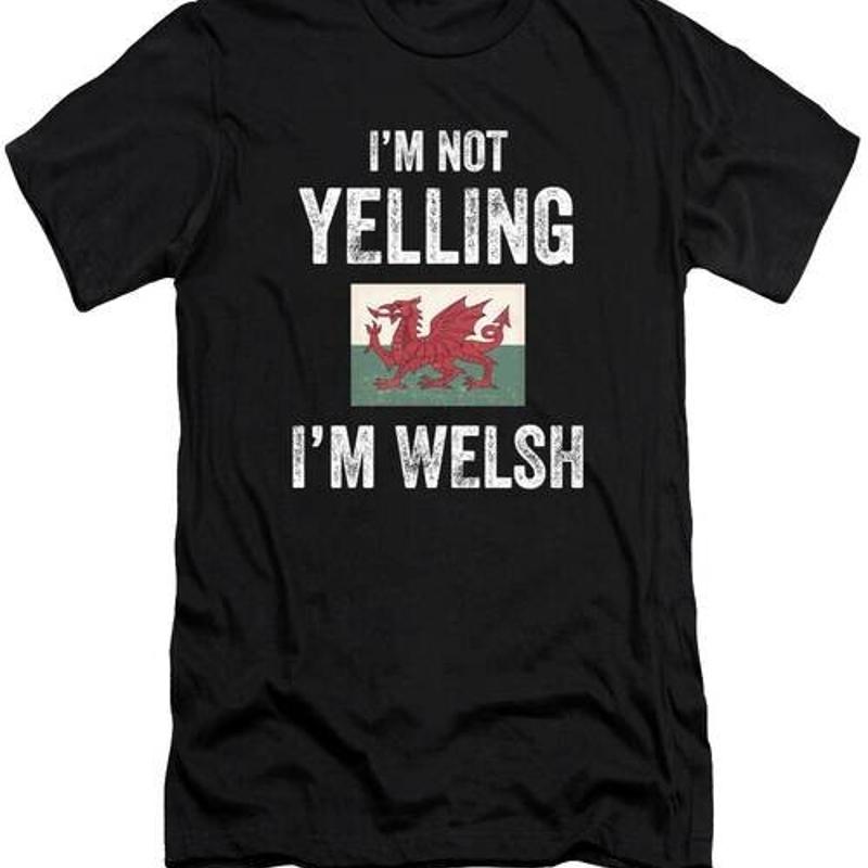 

IM Not Yelling Welsh Wales Flag T Shirt S 2XL Fast Shipping - Men s Summer Cotton Graphic Tee S разноцветный