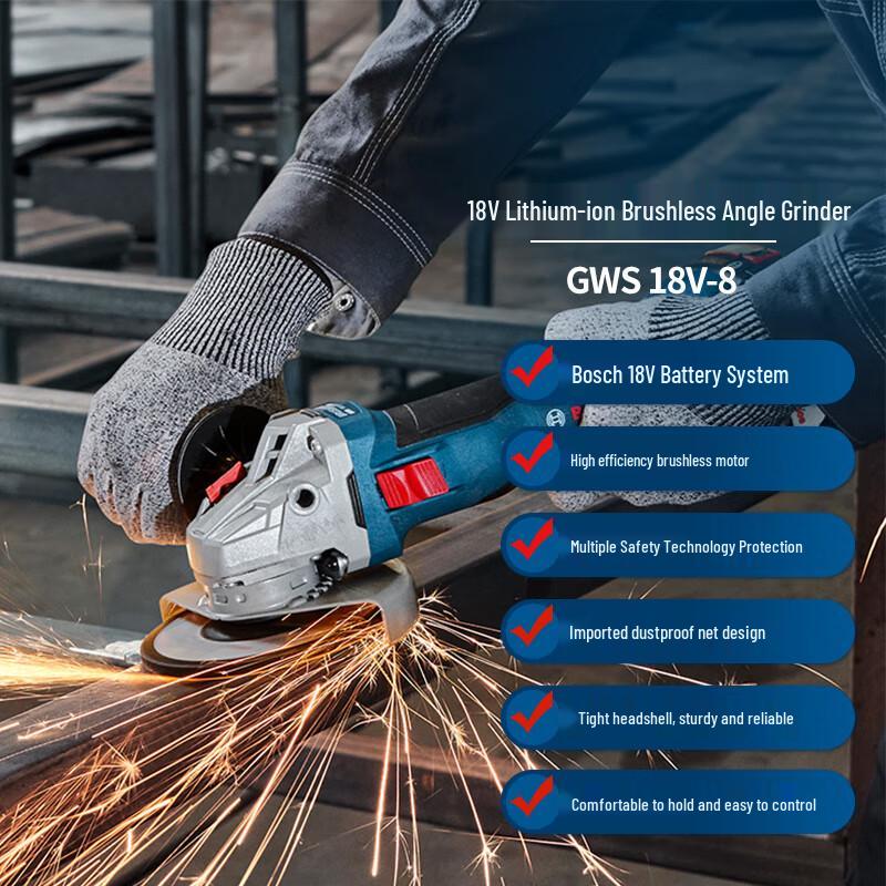 BOSCH GWS 18V-8 Cordless Brushless Angle Grinder 100mm CN plug (adapter included)