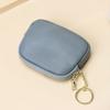 Faux Leather Coin Purse Rounded Coin Pouch Zippered Change Purse with Key Ring