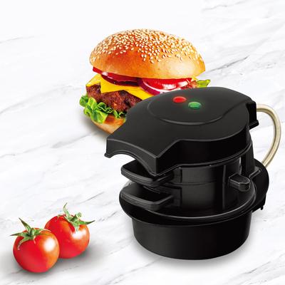 Hamburger Maker,Breakfast Sandwich Maker with Egg Cooker Ring, Customize Ingredients, Perfect for English Muffins, Croissants, Mini Waffles, Black