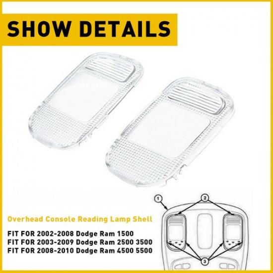 For 02-08 Dodge RAM 2500 3500 1500 Interior Clear Overhead Dome Light Cover 2pcs