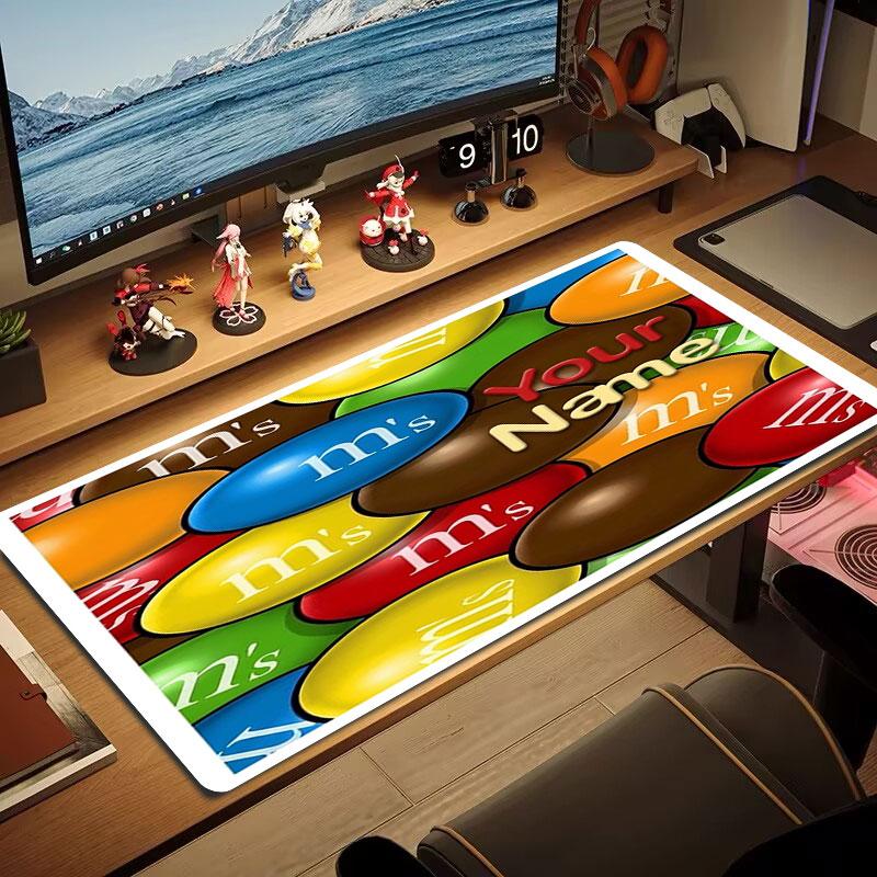 M&M's Custom Name Large Size Mouse Pad Large Gaming Table Cushion Non-slip Laptop Tablet Big Mousepad XXL Mat Mini PC Playmat With Lock edge