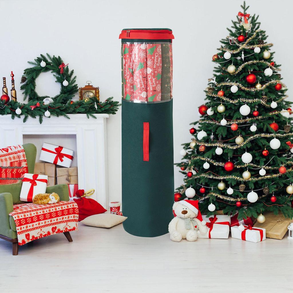Cross-border Christmas Gift Roll Paper Storage Bag - Transparent PVC Dustproof Organizer
