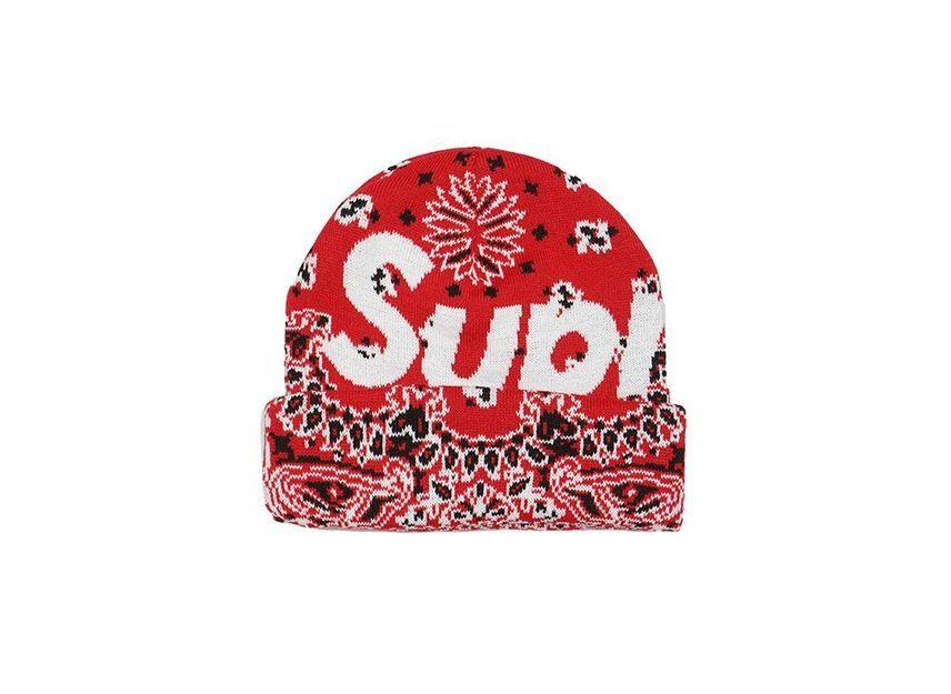 Supreme Bandana Big Logo Beanie Red One-Size