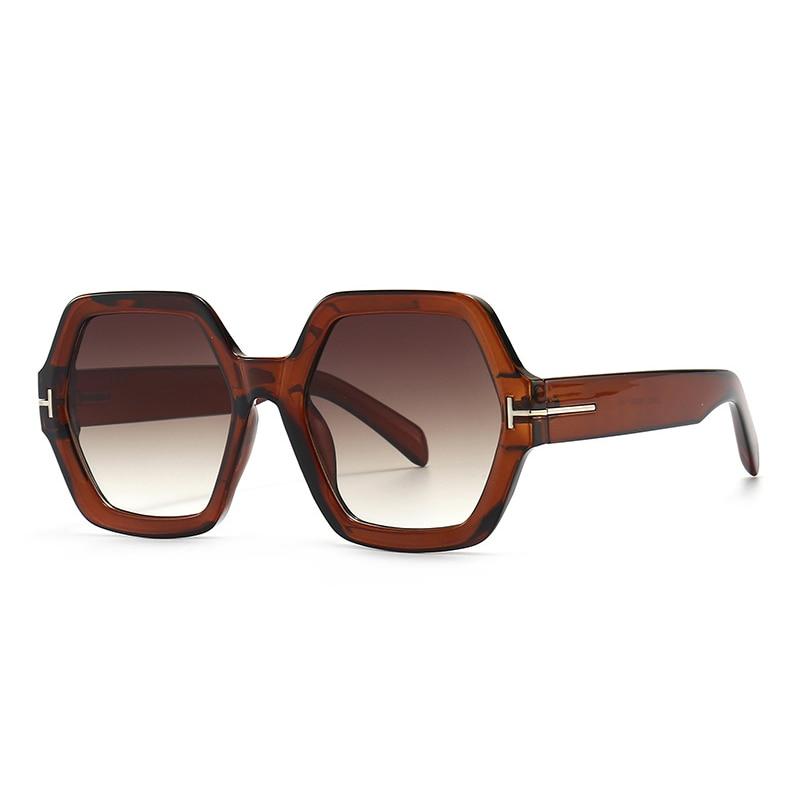 SO&EI Mote Polygon Square Dame Solbriller Retro Merke Designer Jelly Tea Eyewear Menn Gradient Solbriller Shades UV400