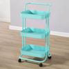 Kraftig 3-vånings rullande förvaringsvagn Stilren Multifunktionell Förvaringsorganisatör för Kök Badrum Vardagsrum Blå