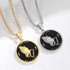 Stainless Steel Round Pendant Necklace, Steel Praying Hand Round Pendant Necklace, for Both Men and Women