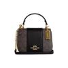 Coach Bolsa Sela de Couro Lysa, Bolsa de Mão, Bolsa de Ombro, Bolsa Transversal Pequena Feminina Preto e Café CO965-IMAA8