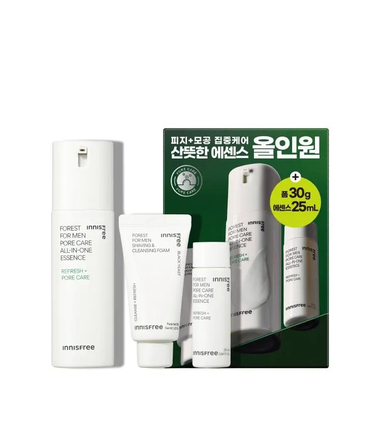 

Innisfree Forest For Men All-In-One Essence Set Pore Care / Sensitive Men’s Skincare Kit (100mL + 25mL + Foam Cleanser 30g) Pore Care
