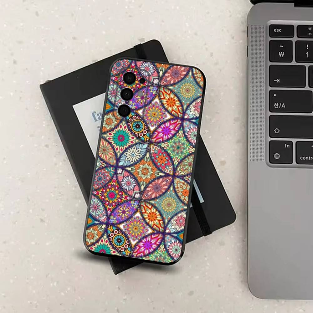 

M-Moroccan Tile For Samsung Galaxy A73,31,71,53,32,72,Note,22,41,8,9,52,J7,Soft Black Silicone Cover Case SamsungNote9