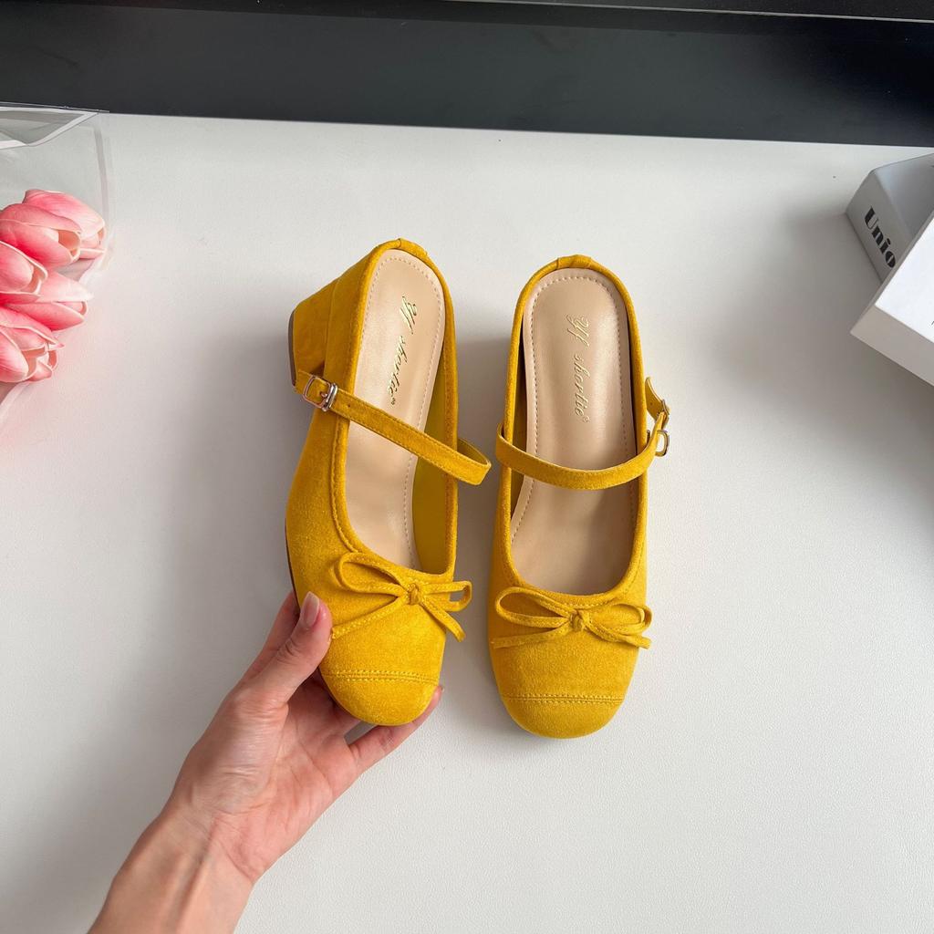 Inner height-increasing women's shoes color matching bow thick heel bag head slippers 2025 summer new fairy wind word with sandals