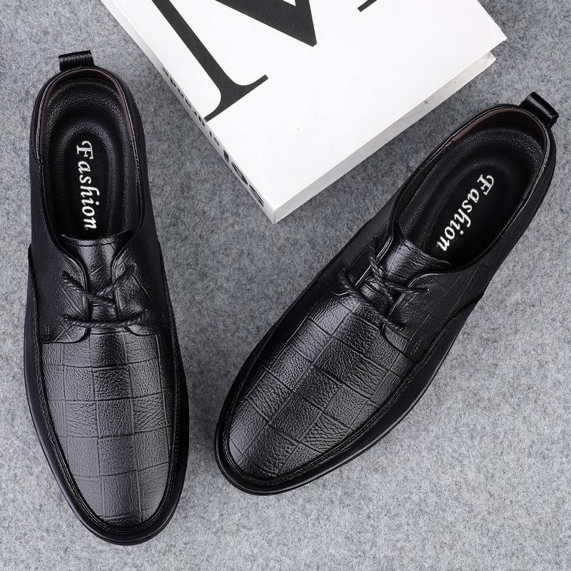 Fashion Genuine Leather Men Business Shoes Fashion Men's Oxford Shoes Lace-Up Male Breathable Casual Shoes Spring Summer  Flats Sneakers