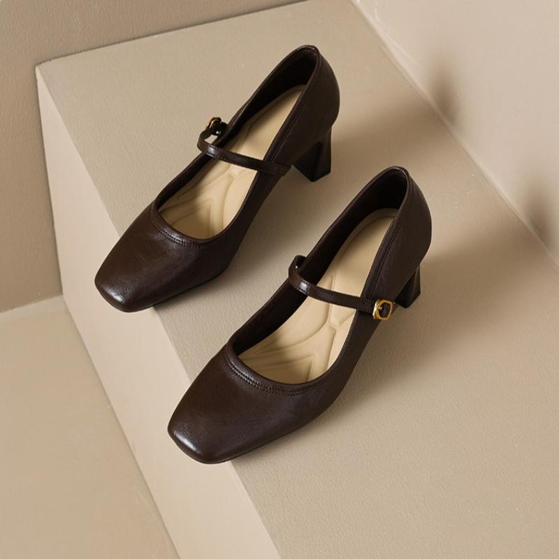 Scarpe Mary Jane Donna con Tacco Spesso Stile Streetwear Scarpe da Lavoro Basse Essenziali Scarpe con Tacco Quadrato Eleganti da Donna per Feste