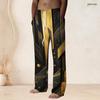 Men S Plus Size Drawstring Waist Geometric Printed Black Gold Silver Straight Leg Full Length Beach Pants