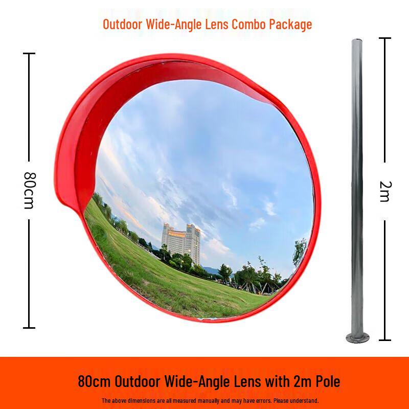 KESSZAL 80cm Outdoor Convex Security Mirror with 2m Post
