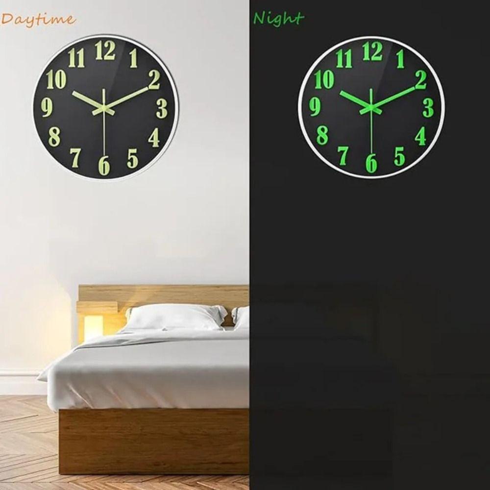 Plastic Quartz Wall Clock Round Digital Clock Home Decoration Luminous Wall Clock  Shops