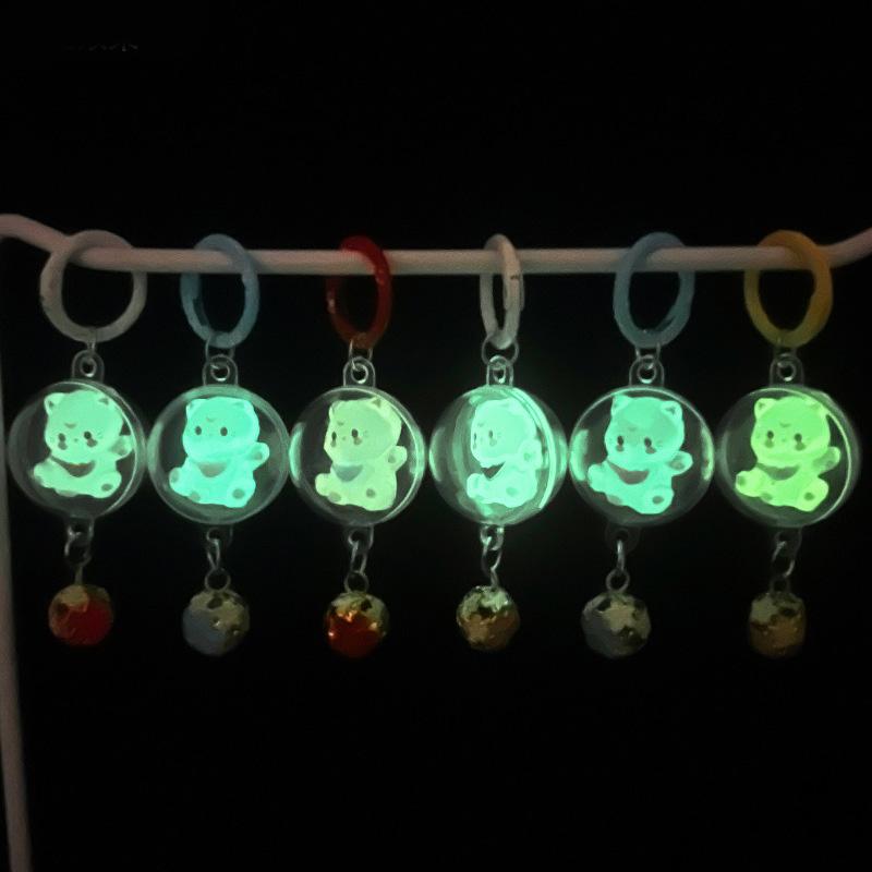 1PC Bag Ornament Accessory Cartoon Cat Keyring Cute Hanging Pendant 3D with Bell Keychain Cat Wind Chime