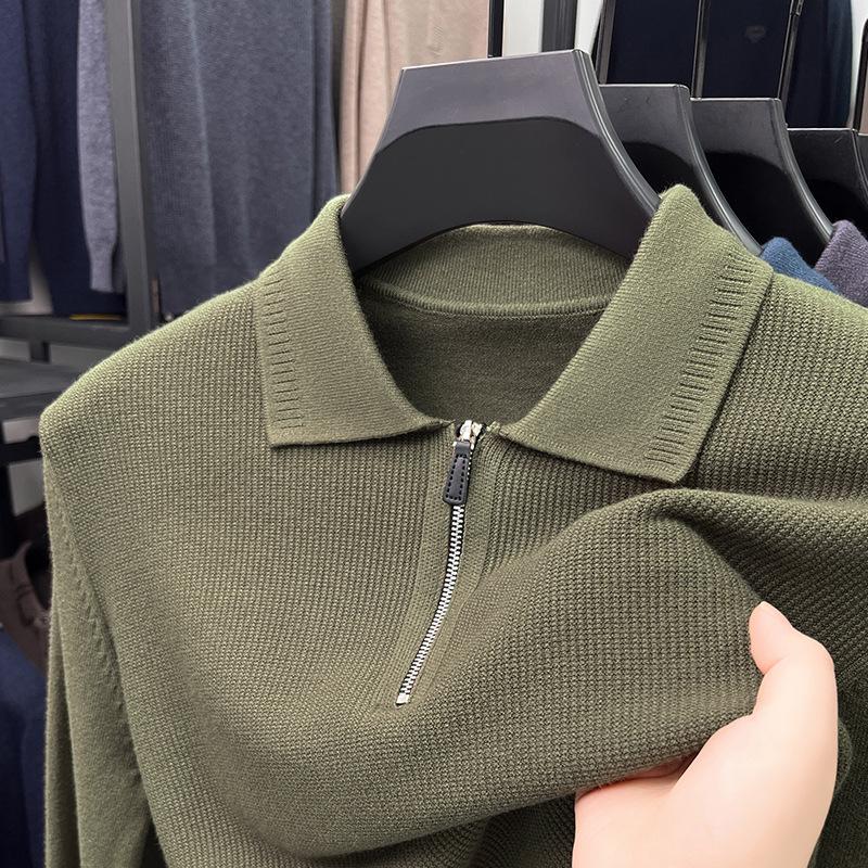 

Men s 2025 Winter Jacquard Knit Half-Zip Sweater - Casual & Warm Style for Middle-Aged XL