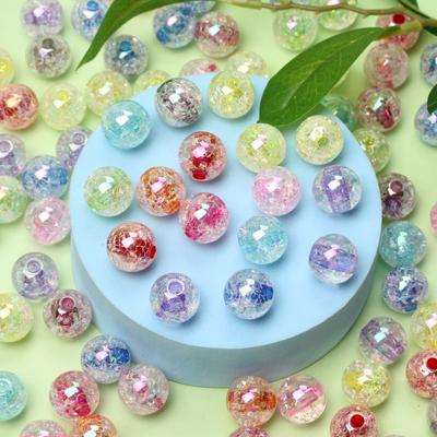 10Pcs 16mm/18mm/20mm Color Acrylic Crack Beads For Jewelry Making DIY Necklace Process Beads