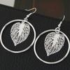 Fashionable Leaf and Circle Drop Earrings , Exaggerated Design Alloy Earrings for Women , Trendy Accessory