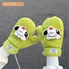 Japanese and Korean Cartoon Gloves, Autumn and Winter Fleece-Lined, Cute Chacha Bear Full-Finger Neck-Hanging Thickened Windproof Warm Casual Plush