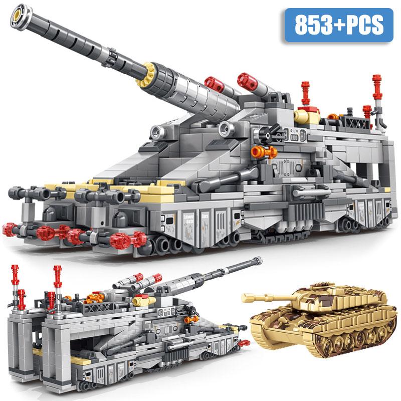 Bai Fen Bai Toys Boys Military Moc 853Pcs Schwerer Gustav Model Heavy Gustav Cannon Gun Building Blocks Diy With Tank Bricks Toys For Kids