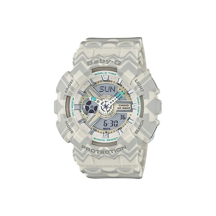 

Casio Baby-G Theme Series Fashion Trend Vitality Street Classic Dual Display Waterproof Sports Quartz Movement Resin Strap Women watches BA-110TP-8A White Watch Case