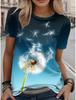 Women's Beautiful Flower Printed T-Shirts Short Sleeve Tees Tops 3D Prints O-Neck Shirt Summer Casual Women's Clothing Apparel