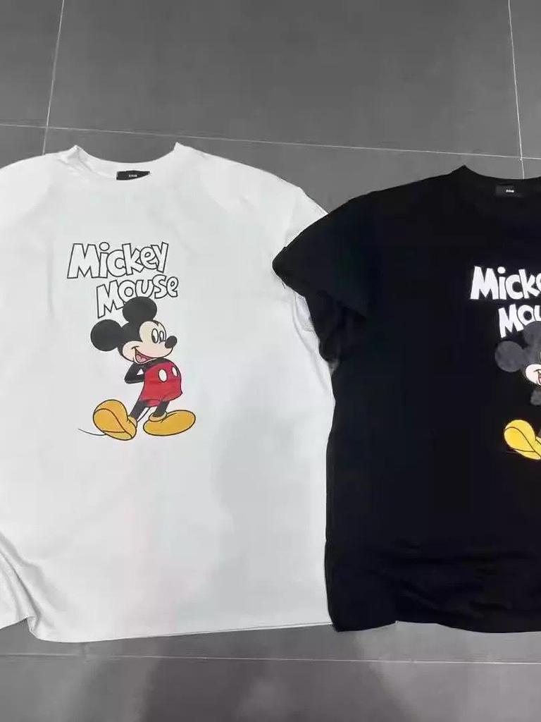 Korean Plus Size Mickey Cartoon Cotton Loose Short Sleeve T-Shirt for Women