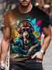Funny Monkey Graphic 3D Printed T-shirt For Men Causal Short Sleeve Oversized Pullover Tshirts Top New In Men's Monkey Tee Shirt