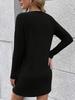 Elegant V-neck Ribbed Dress for Spring and Autumn
