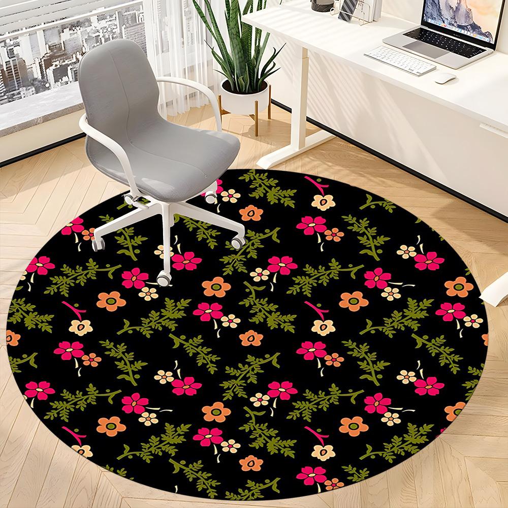1PC Floral Pattern Chair Carpet for Office, Indoor Non-Slip Washable Carpet, Soft Comfortable Mat For Office Room Yy250930302