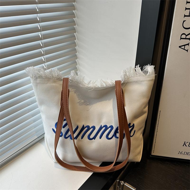 Summer New Casual Large-capacity Burr Bag Beach Bag Women's Shoulder Casual Simple Tote Big Bag