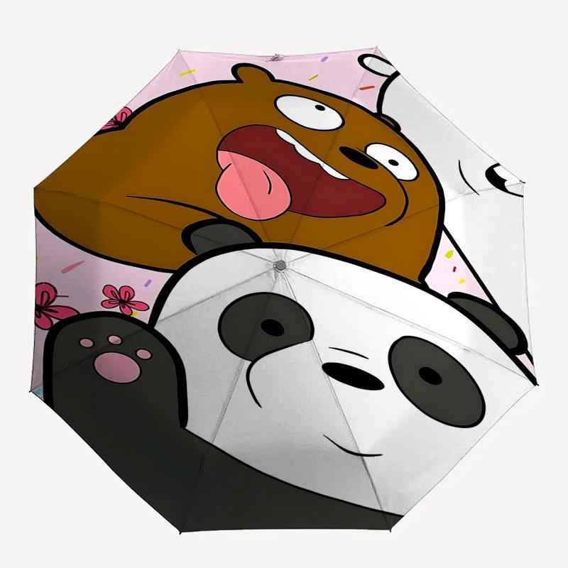 1pc Bear PandaOpen/Close Umbrella-Windproof, Compact Travel Umbrella, Sturdy 8-Rib Shaft1025
