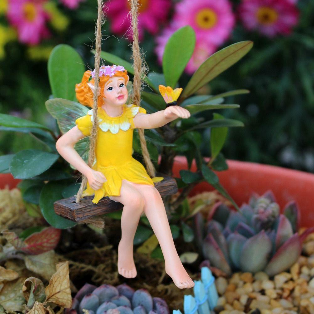 

Handmade Fairy Swing Hanging Statue Funny Fairy Tree Hanging Bonsai Decoration