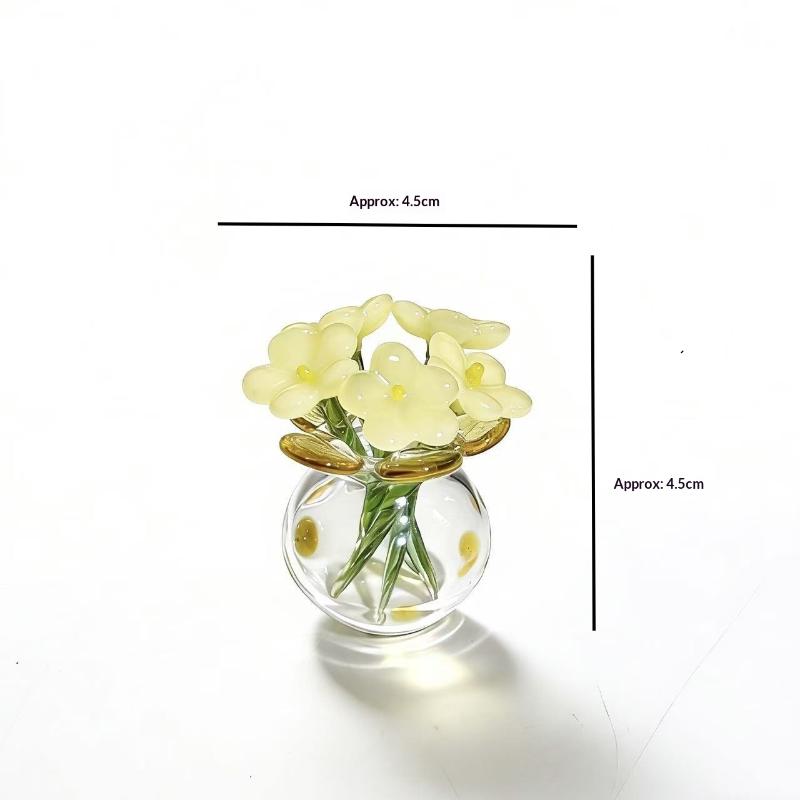 

6/7Pcs Mini Lifelike Glass Flowers Simulation Flowers Handcrafted Floral Sculpture Floral Bouquet With Vase Home Decoration Gift A14