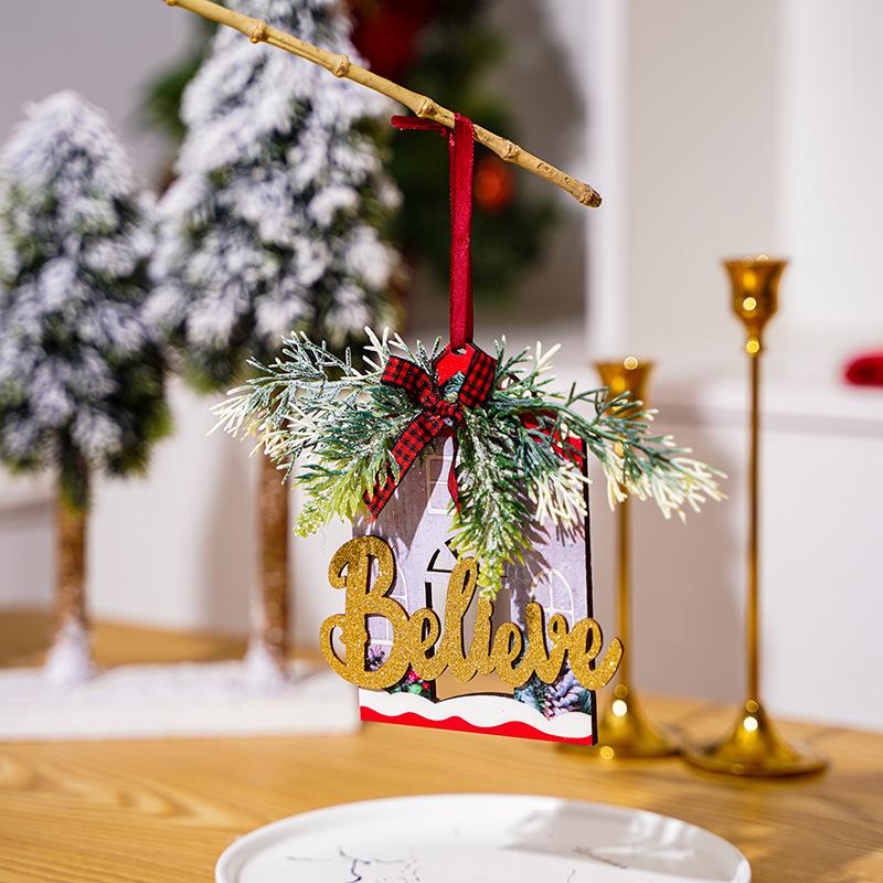 Christmas Decorations Wooden Powdered Letter Pendant Nordic Style Christmas Decoration Pendant