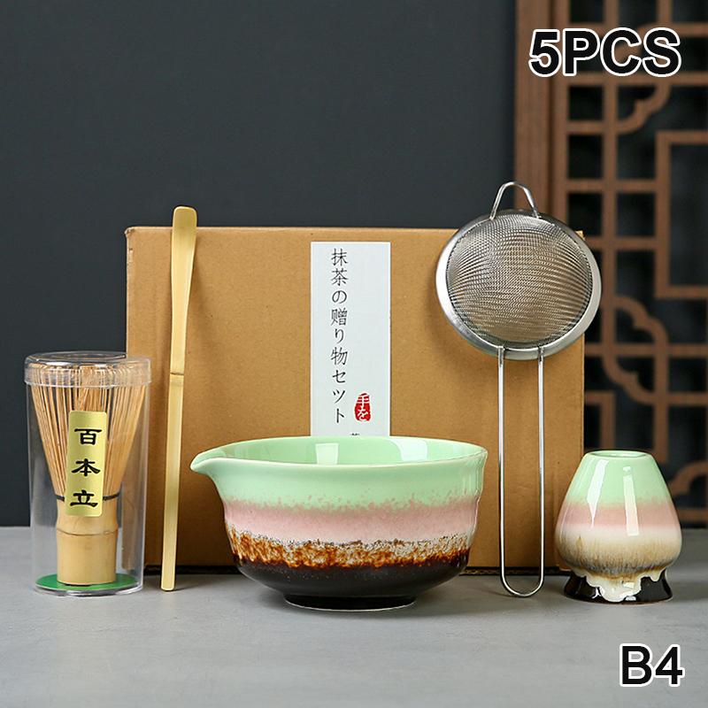 5/6Pcs Matcha Tea Set Bamboo Whisk Teaspoon Sieve Matcha Ceramic Bowl Matcha Whisk Japanese For Tea Lovers Tea-Making Tools
